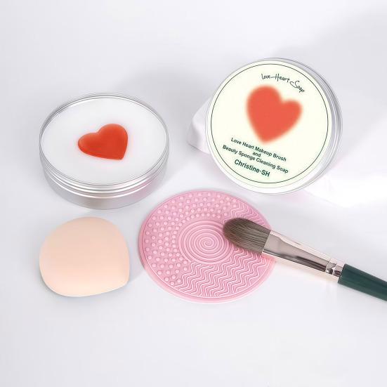 Makeup Brush Cleaner Soap Cleaning Mat Multi-purpose Makeup Sponge Portable Travel with Silicone Cosmetic Scrubber Cleaning