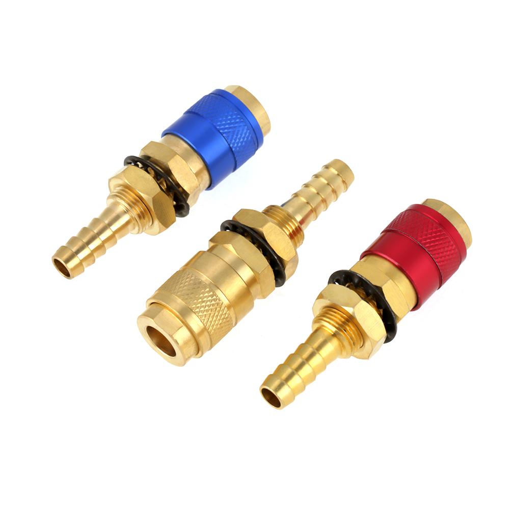 3pcs 8mm Water Cooled & Gas Adapter Quick Connector Fitting For TIG Welding Torch