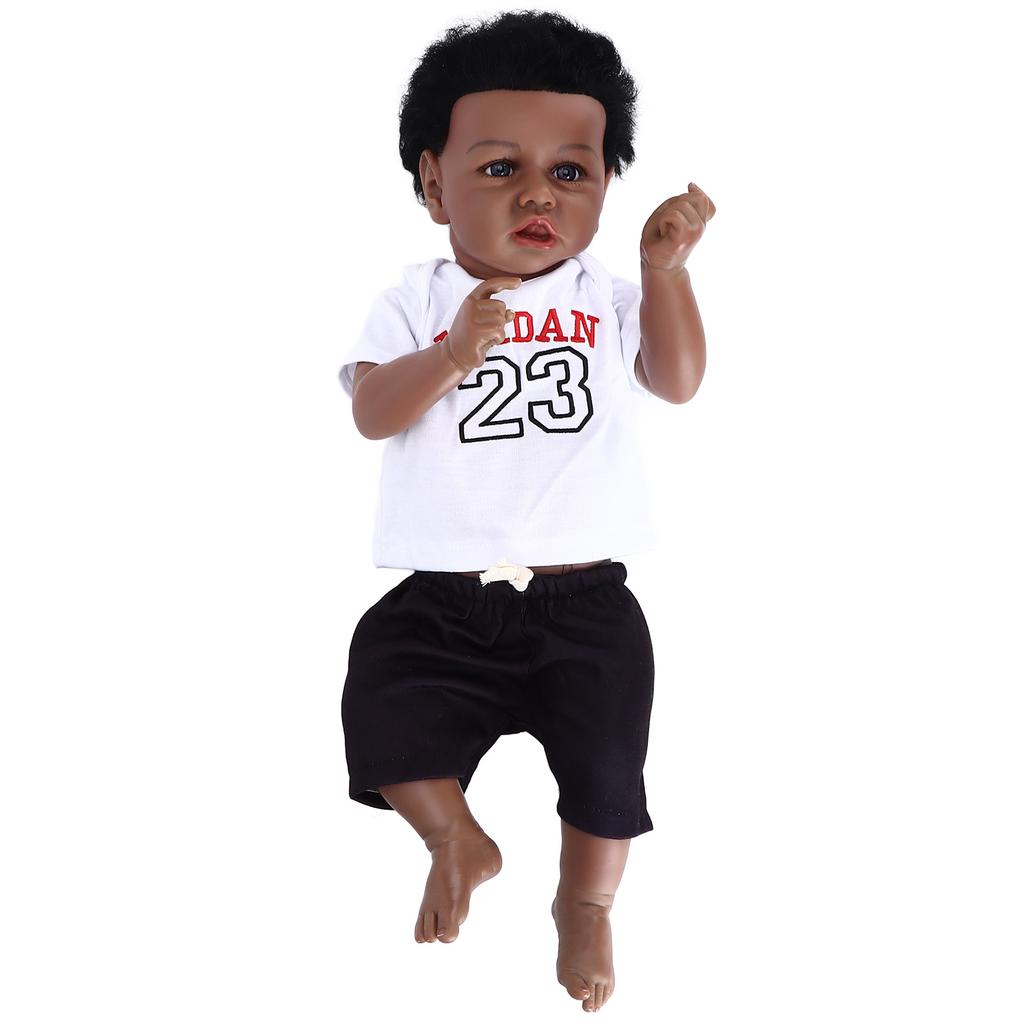 Reborn Baby Dolls Full Vinly Body Newborn African Black Baby Girls Dolls 22 Inches with Toy