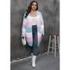 Women S Plus Size Striped V Neck Long Sleeve Knit Cardigan Coat