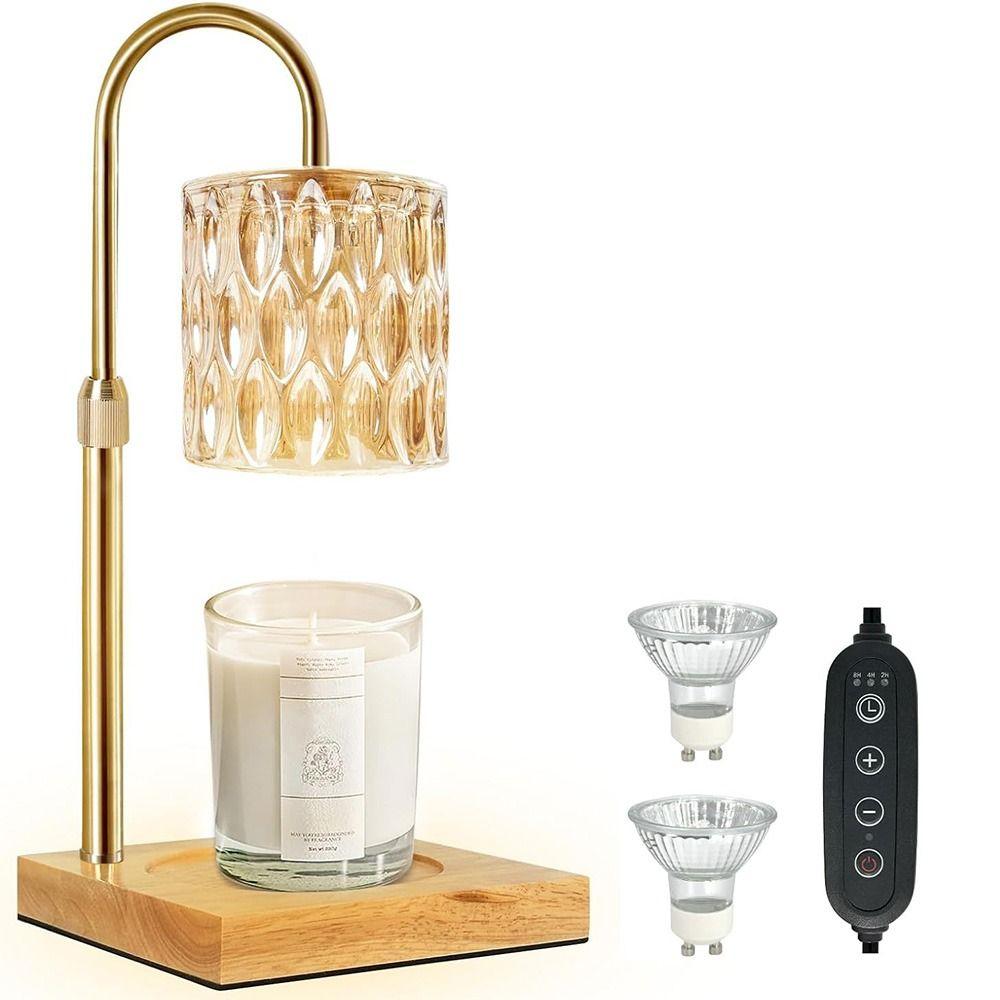 

Timer Candle Warmer Lamp Adjustable Height Glass Candle Top Melter Elegant Wax Melt Warmer Home US