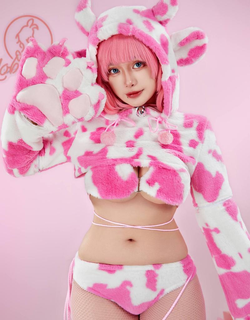 Mobbunny Beautiful Cosplay Long and Dairy Sexy and Cute Outfit Perfect for Transformation and Pink Women's Costume, Anime/Game Costume, Sleeves,