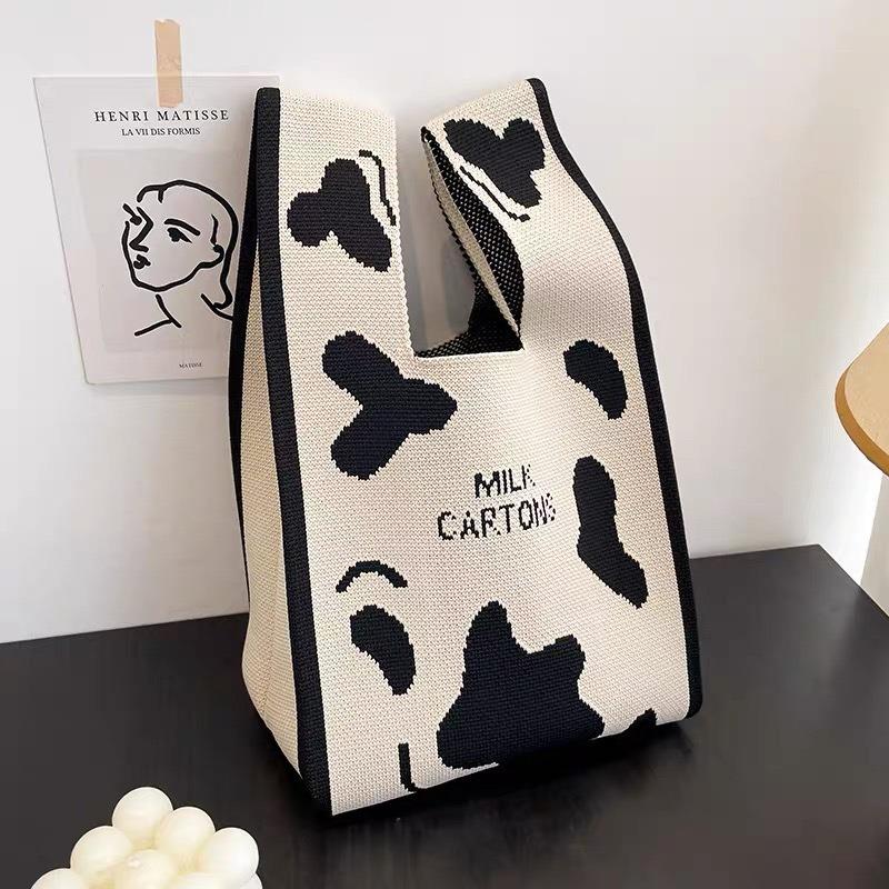 Square Rhombus Rhombus Stripe Geometric Knitted Gift Bag Handbag Handbag Handbag Tote Bag