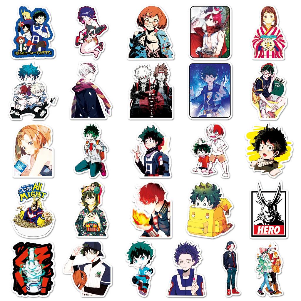 52 My Hero Academia Cartoon Stickers: Waterproof Decor for Suitcases, Laptops, Cars