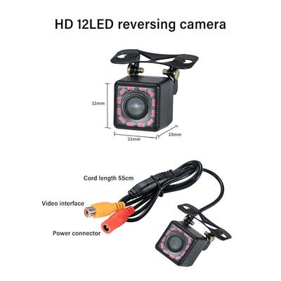 Telecamera per retromarcia per auto HD con luce a 12 LED Dashcam per visione notturna impermeabile grandangolare per auto universale da 170 gradi