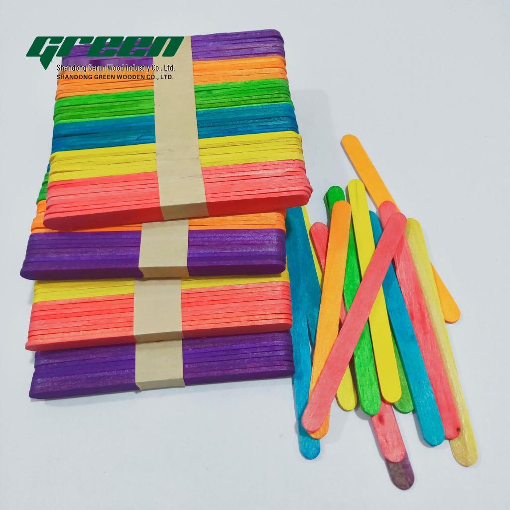 114mm Handmade Colored Wooden Popsicle Sticks for Crafts and Ice Pops