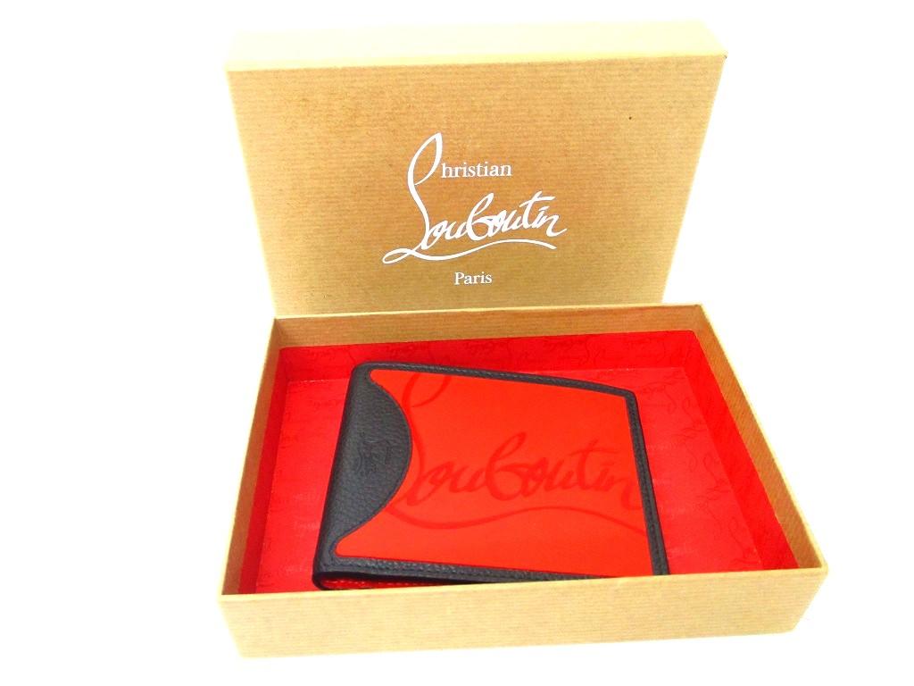 Authentic Christian Louboutin Coolcard Black Red Leather Bifold Bill Wallet #b178 Open Box