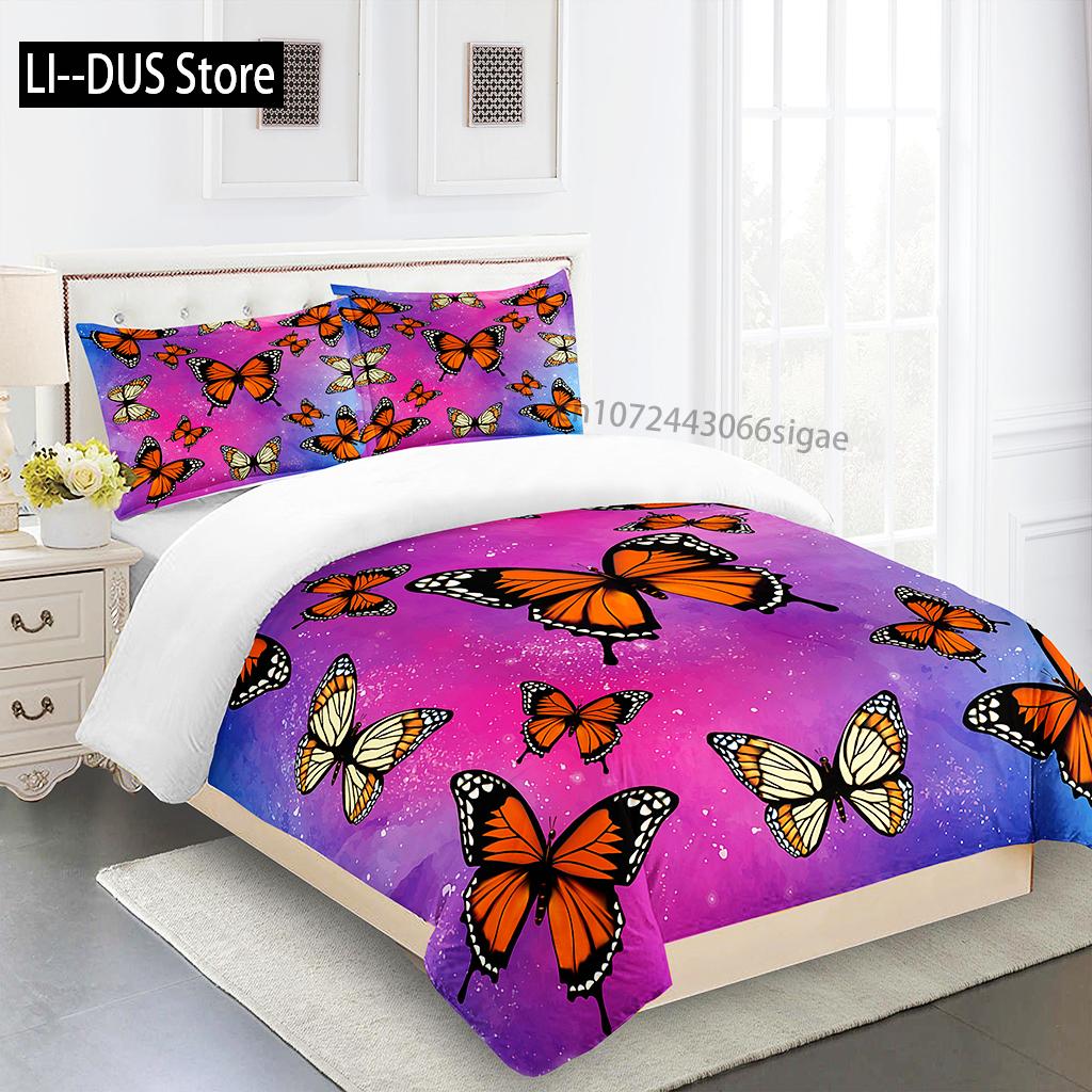 

Comforter Dreamy Colorful Butterfly Girl3Pcs Queen King Full Size Bedding Linen Set 2 Seater 200X200 240X220 160X200 Comforter (quilt)-EU Single(135*200cm)3pcs