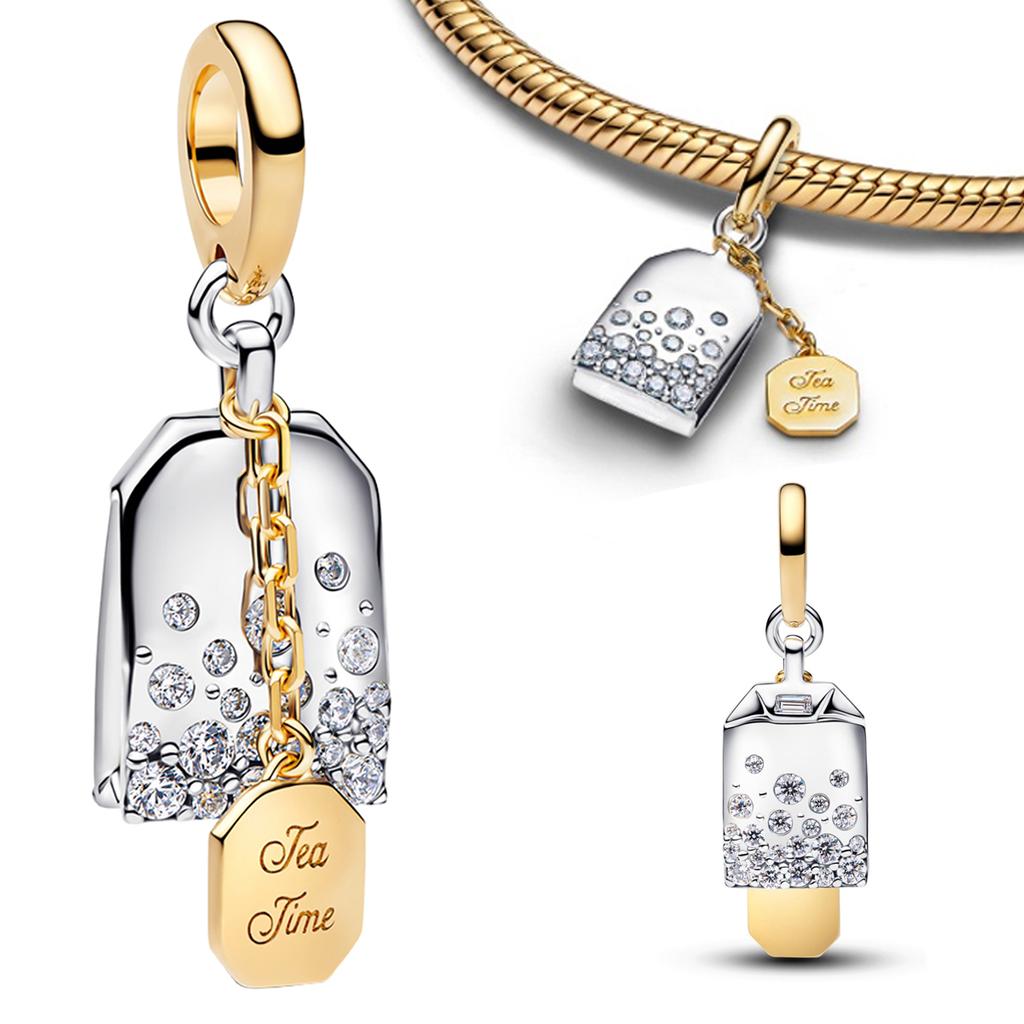 Prata 925 Pingente Sapatinho de Cristal Envelope Rosa Tulipa Floral Chave Dourada Espada Abelha Cigarra Borboleta Contas Colar Encaixe Pulseira