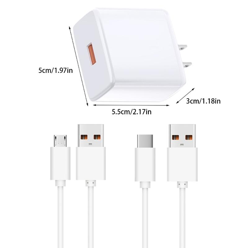 65W Power Adapter 2Pin Flat Quick Charging Head with USB 5Pin/Type C Fast Charging Cord Data Cable Wire