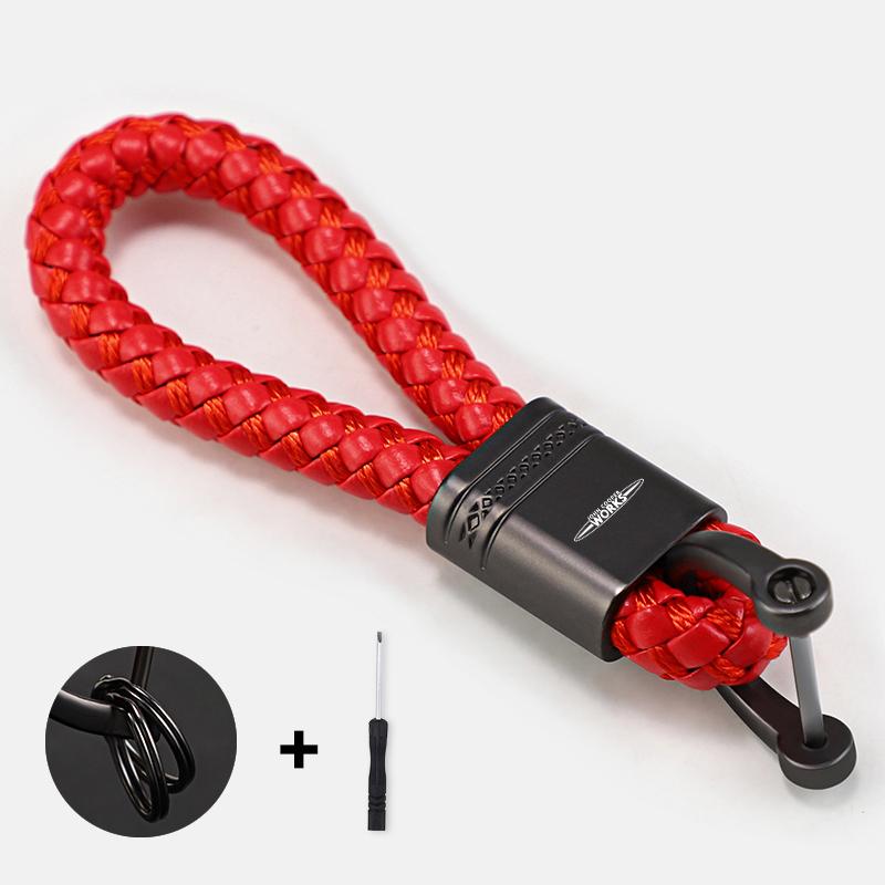 Car Styling Keychain Leather Woven Rope Metal Key Ring For BMW Mini Works Cooper F54 F55 F56 F57 F60 R50 R52 R53 R55 R56 R57 R58 akvnt44