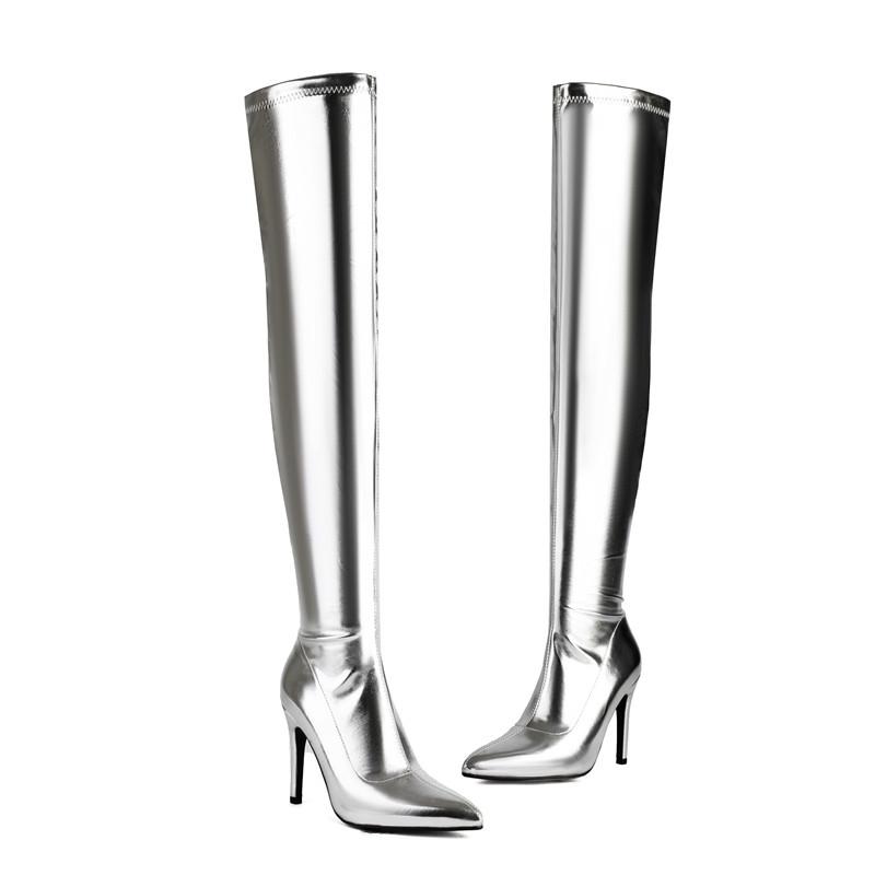 Women's High Heel Boots Autumn and Winter New Pointy Thin Heels Sexy Over the Knee Boots Large Size Women's Shoes