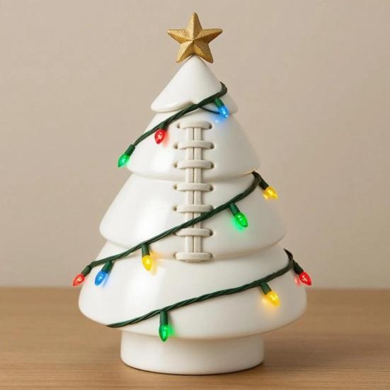 Ball Christmas Tree Ornament Fun Football Xmas Tree Decoration Basketball Tree with Golden Star Topper for Festive Holiday Decor