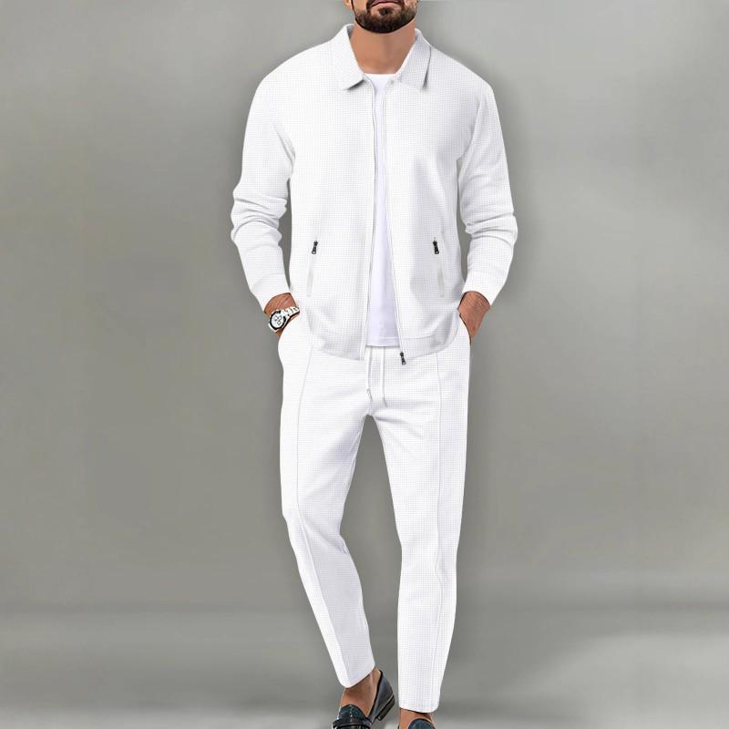 Mens Slim Fit Jacket Set Long Sleeve Cardigan Coat Pants Casual Outfit