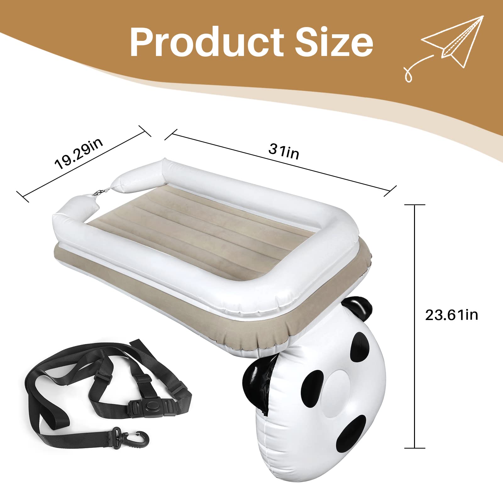 Lit Gonflable Bébé Pour Avion Et Voiture - Siège Portable Extensible Avec Pompe à Air Incluse - Pour Enfants Jusqu'à 120 Cm, 45 Kg Max