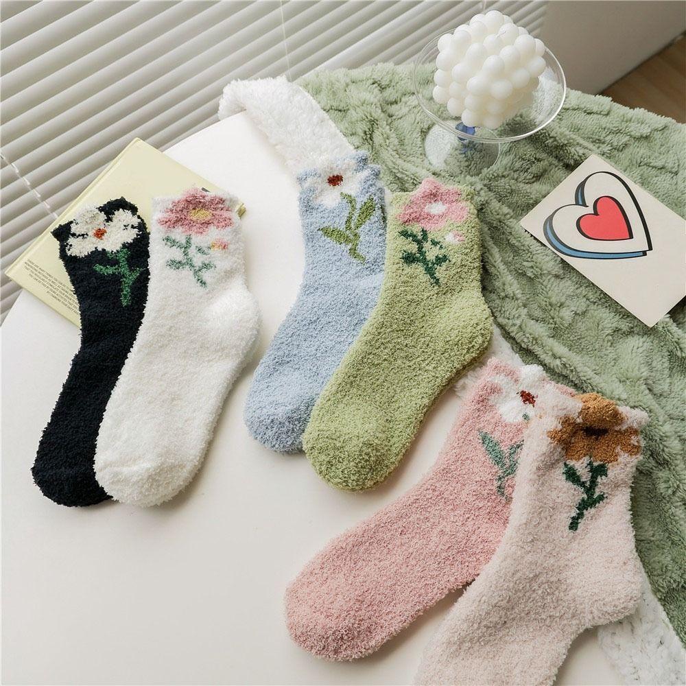6Pairs Thickened Floor Plush Socks Winter Warm Socks Women Comfortable Coral Fleece Socks  Autumn