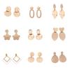 Metal Geometric Drop Earrings for Women Gold Round Statement Dangle Earrings Punk Personality Exaggerated Earrings