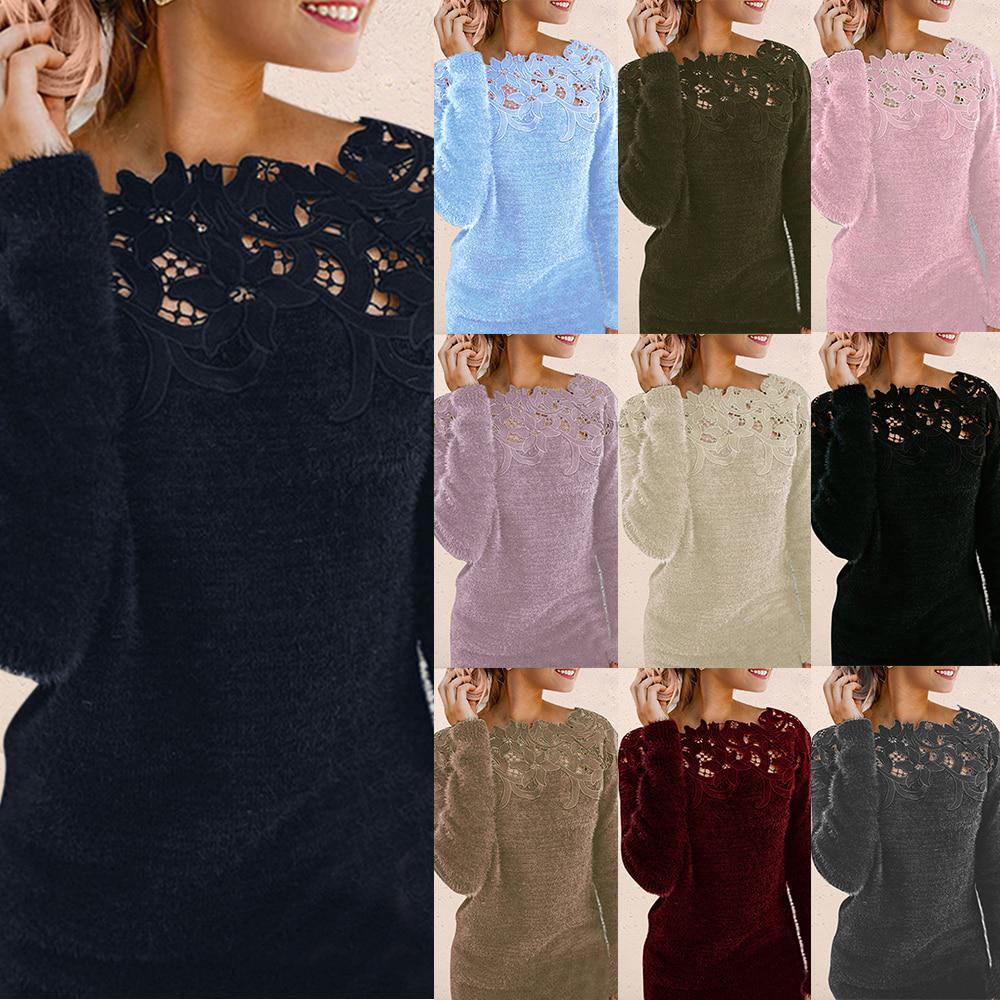 Pull col V strassé manches longues Rouge