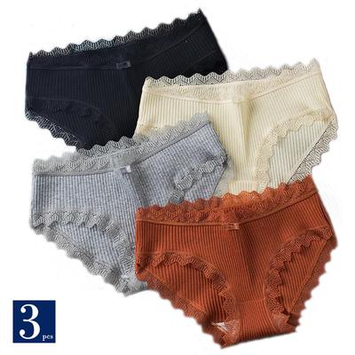 3PCS/lot Cotton Panties Women Comfortable Underwears Sexy Middle-Waisted Underpants Female Lingerie Big Size Ladies Briefs