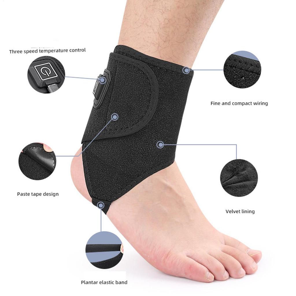 Almohadilla térmica para tobillo, manga transpirable ajustable, almohadilla térmica USB para pies, para entrenamiento diario, fitness de mujeres, caminar, hombres