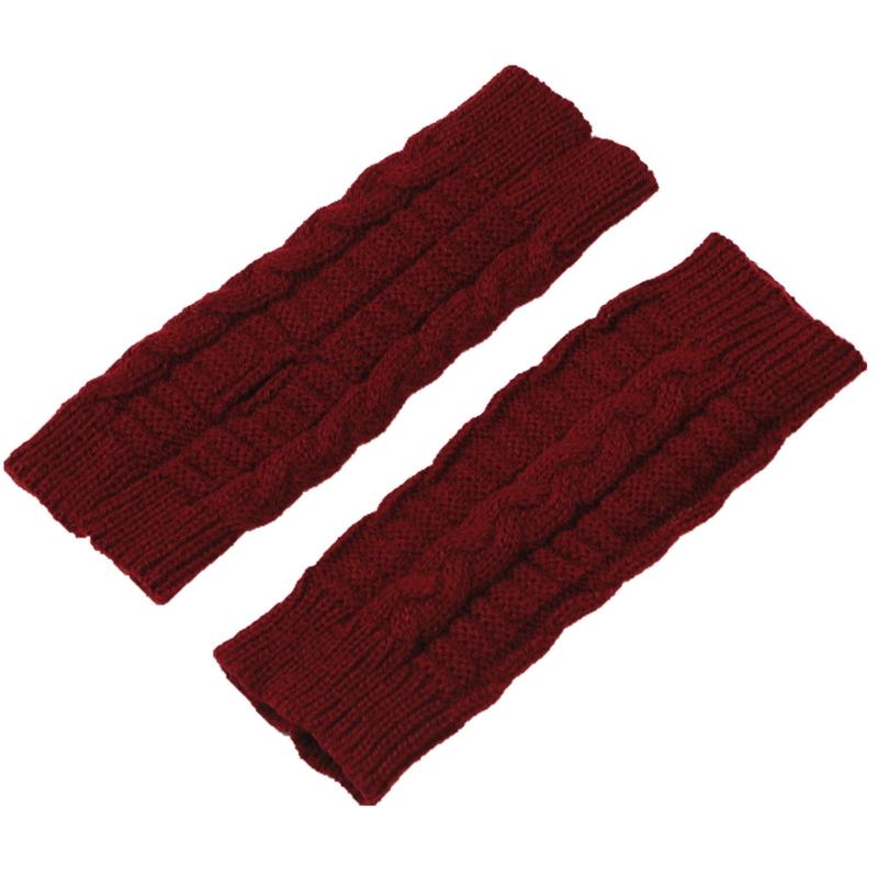 1 Pair Acrylic  Unisex Comfortable Short Figure 8 Twist Half Fingerless Gloves for Typing for Men and Women