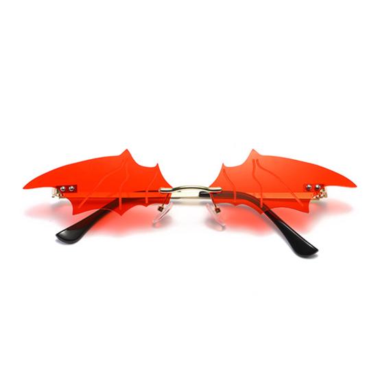 Glasses Bat Wings Shape Translucent Rimless Individual Cool Strong Hinge Unisex Irregular Clear View Masquerade Party Glasses Sun Glasses Photo Prop