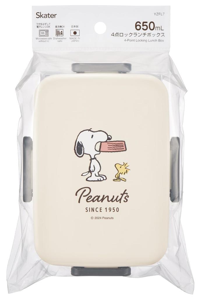 Skater Adult Lunch Single Dishwasher Microwave Made in Snoopy Badge Box, 4-Point Lock, Layer, 650ml, Safe, Safe, Japan, (YZFL7-A)
