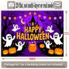 Party Backdrop Halloween Castle Purple Flat Banners Spooky Ghosts Pumpkins Celebrations Event Backdrop Decoration Front Door Decor