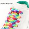 Rainbow Magnetic Lock Shoelaces Elastic Sneaker Laces Adults Kids 8MM Wide Flats Rubber No Tie Shoe Laces Shoe Accessories