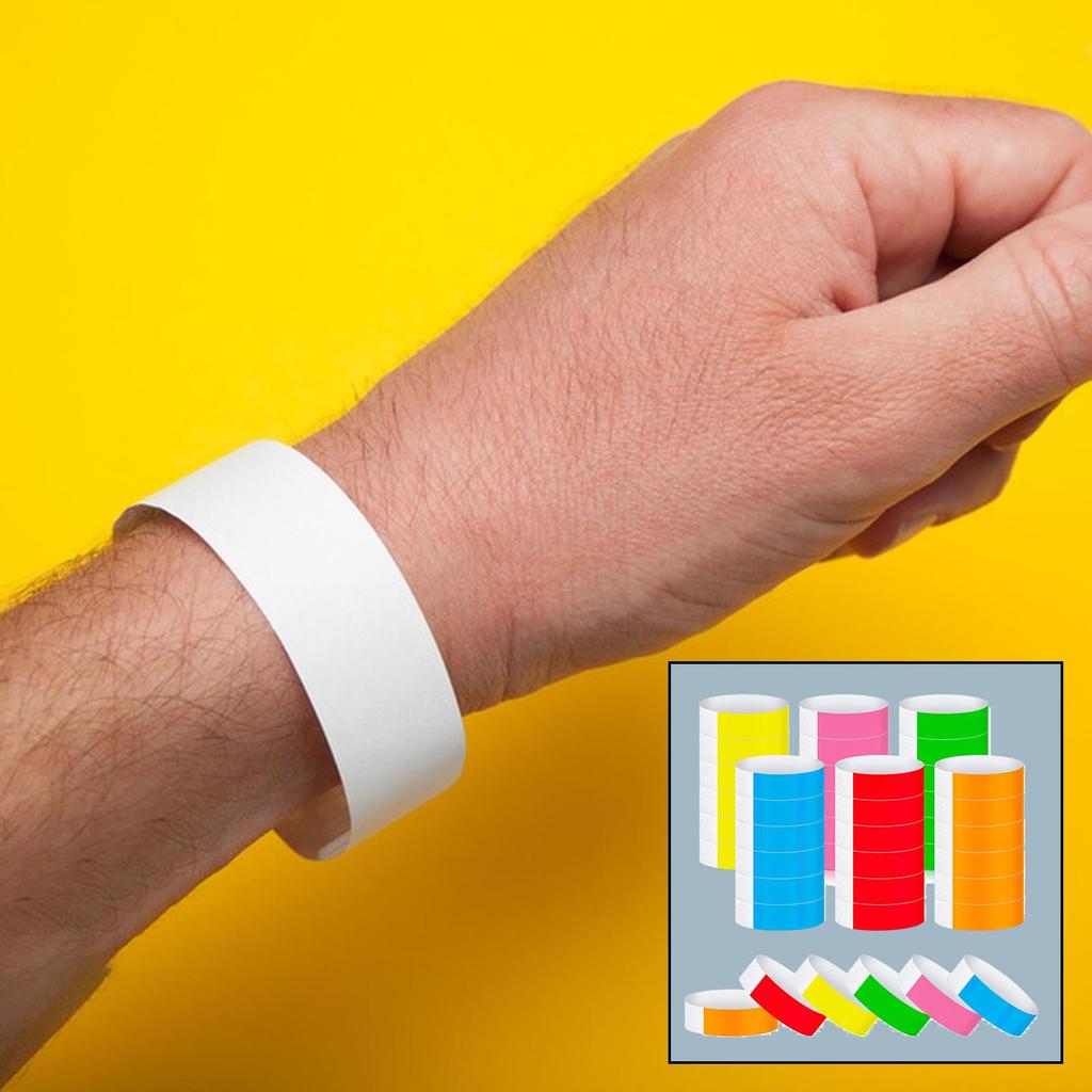 600 Synthetic Paper ID Bands Assorted Colors Admission Tickets Band Lightweight Sticky Wristband for