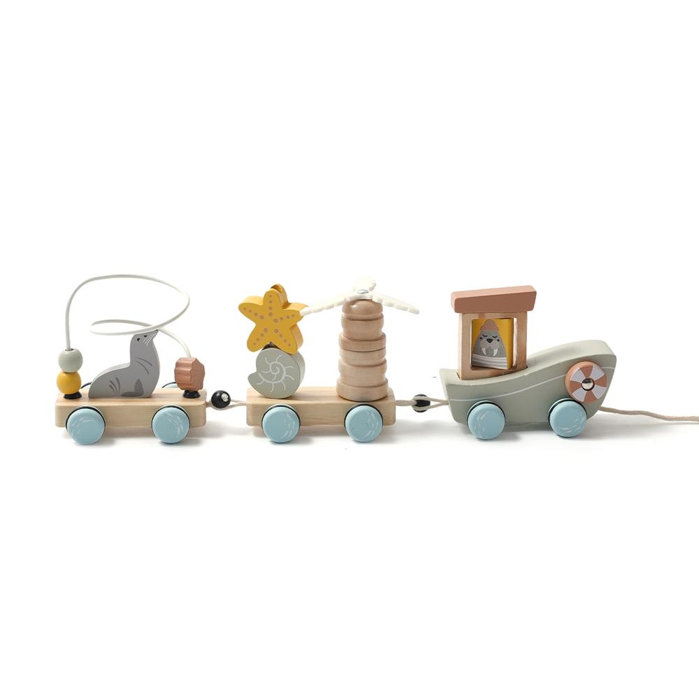 Montessori Wooden Number Train Toy For Toddlers Educational Pull Along Toy With 12345 Blocks Fine Motor Skills Learning Kid Gift