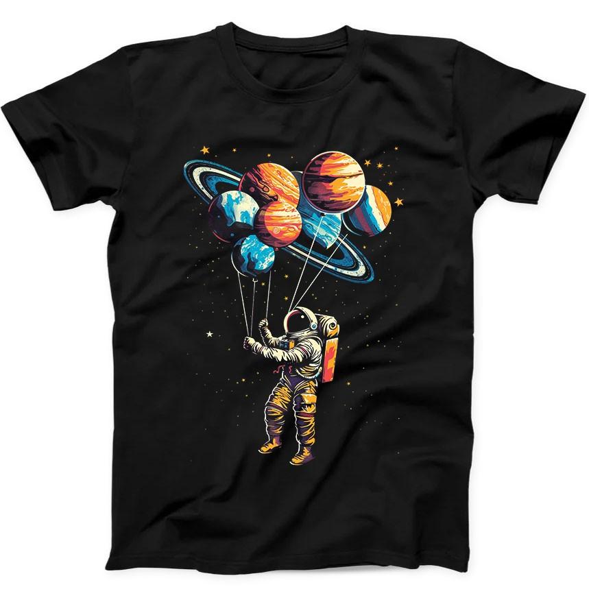 Astronaut in Space Planets Balloons Solar System T Shirt Sweatshirt Hoodie 238 S