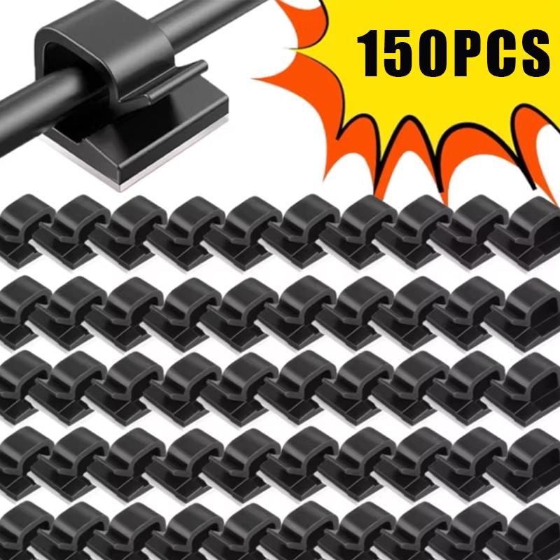 50/100PCS Cable Organizer Clips Cable Management Wire Manager Cord Holder USB Charging Data Line Bobbin Winder Wall Mounted Hook