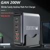 Nitride 200W Multi-Port Fast Charger for Mobile Phones, Laptops, and More Devices