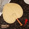 Hand-Woven Straw Fan Vintage Pufan Chinese Handmade Hand Shaking Fan Wheat Straw Craft Gift Home Decoration Party Dance Hand Fan