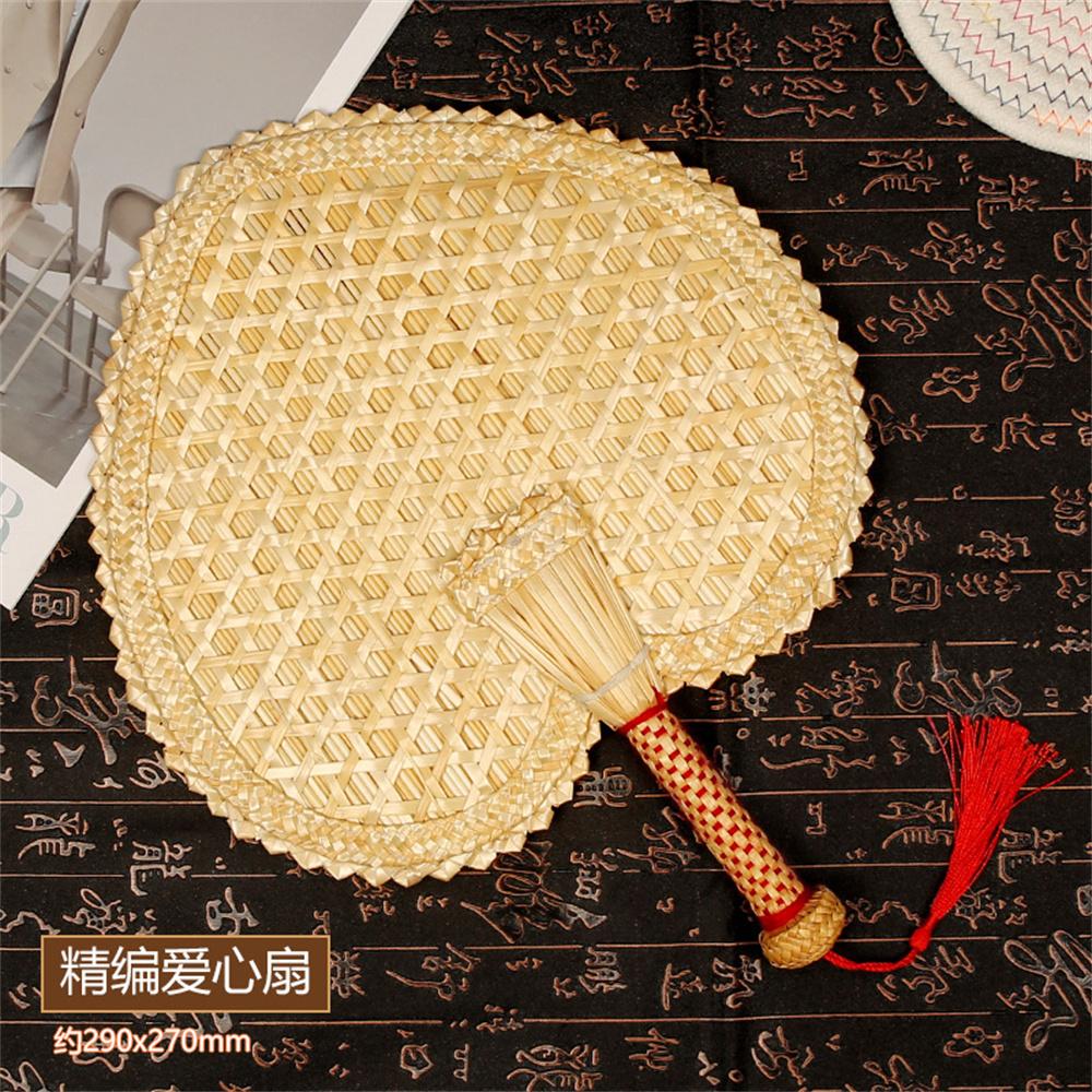 Hand-Woven Straw Fan Vintage Pufan Chinese Handmade Hand Shaking Fan Wheat Straw Craft Gift Home Decoration Party Dance Hand Fan