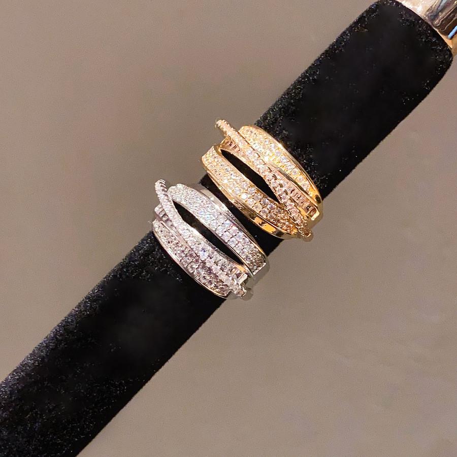 Trendy Zircon Open Ring For Women With Geometric Shape And Copper Construction For Daily Fashion