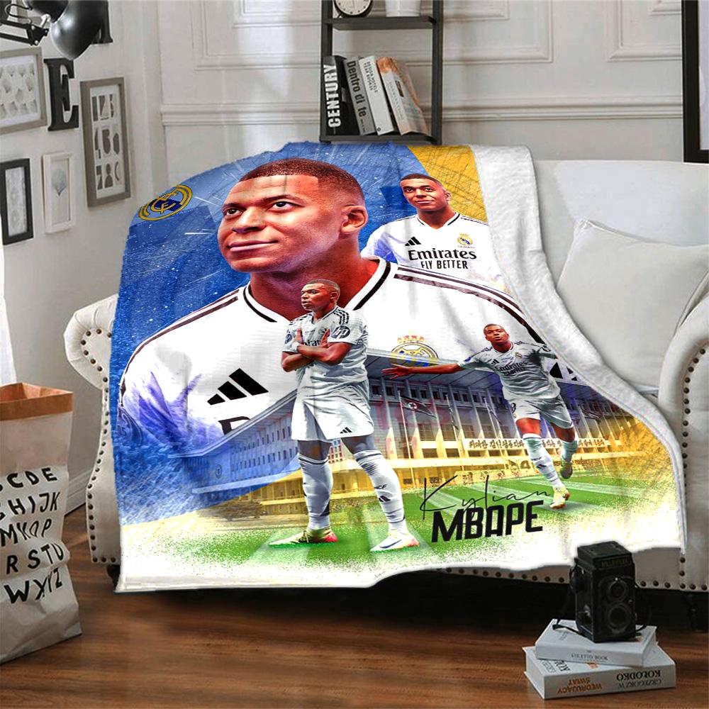 Star Player Kylian Mbappé Blanket Soft Warm Cozy Great for Livingroom Chair Bedding Four Seasons Multipurpose Stylish Decor