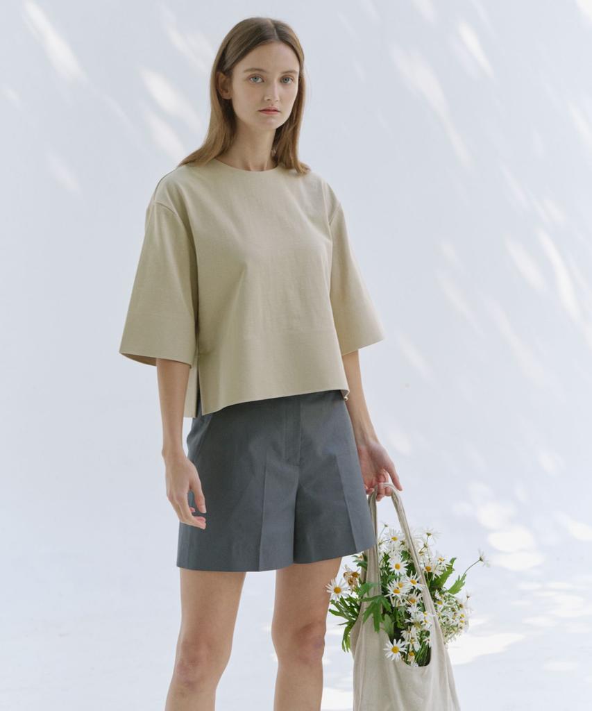 Okuka Essentials Simple Top, Sand Beige