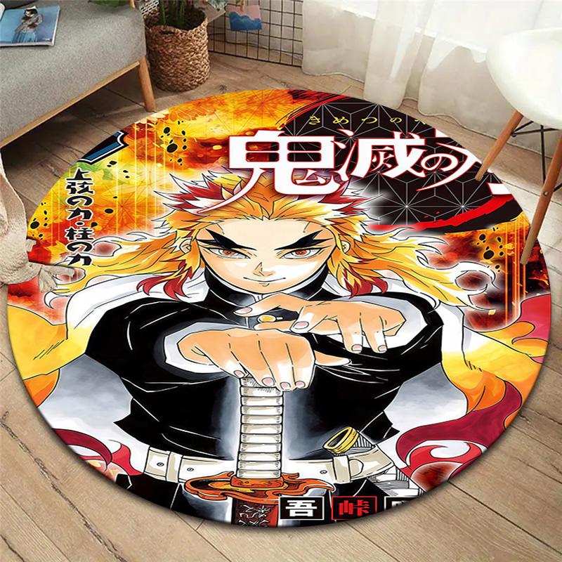 Tappeto Rotondo Demon Slayer Tappeto Tappeto Per Soggiorno Camera Da Letto Divano Sala Giochi Decorazione Tappetino Antiscivolo