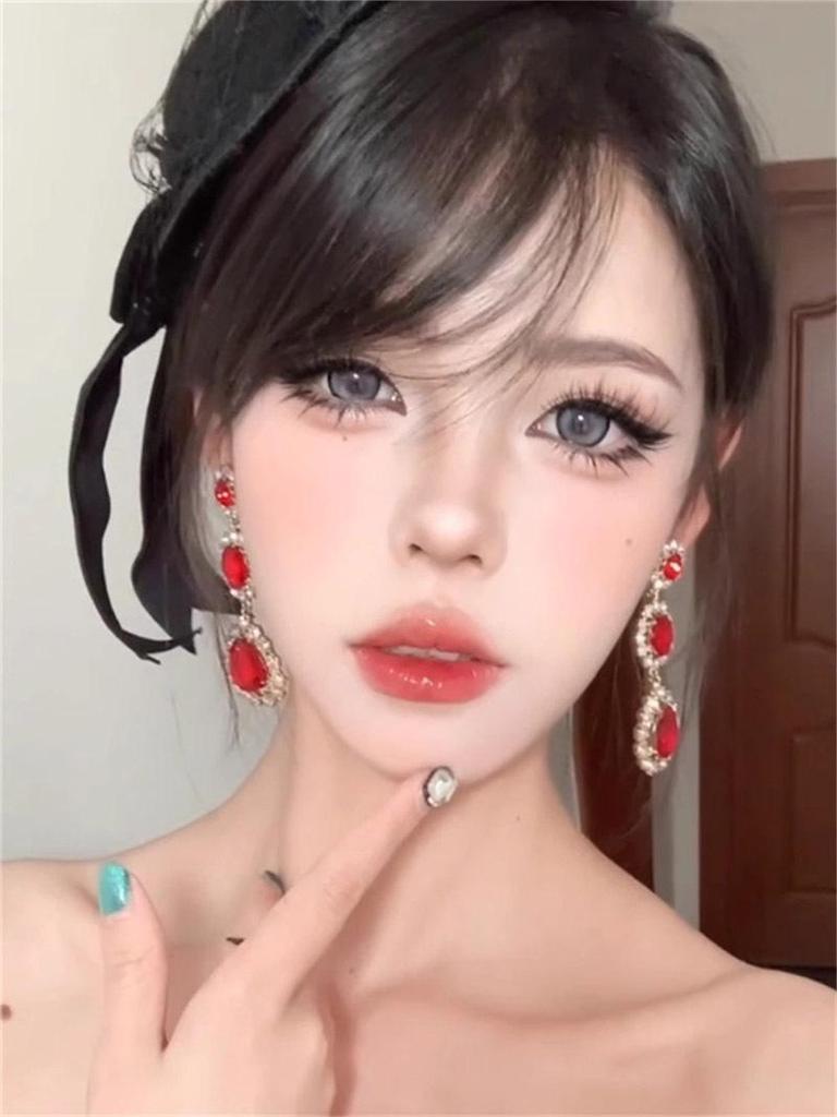 Elegant Ruby Crown Headpiece with Earrings for Brides, Birthday Princesses, and Evening Events