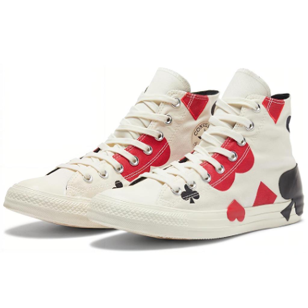 Converse Chuck Taylor All Star High Deck of Card Unisex Sneakers White Egret Black 165669C