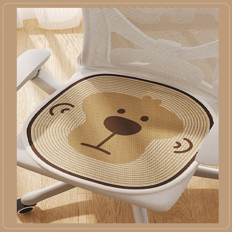 Cartoon Ice Silk Chair Sitting Cushion Pad Breathable Cool Feeling Office Sitting Chair Pad Stool Pad Soft Cool Mat Modern