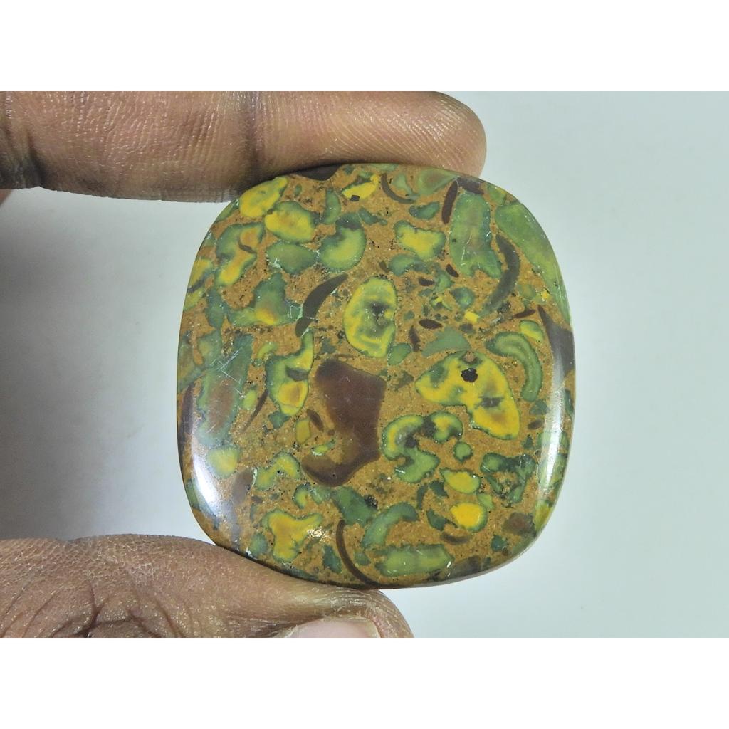 38X42X05MM Natural Fruit Jasper Cushion Cabochon Loose Gemstone 74Cts. B-342