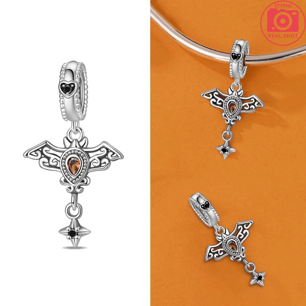 Original Black Butterfly Pendant Copper Skull Glowing Pumpkin Red Ghost Hat Beads Fit Bracelet Women Jewelry Fine Gift Diy