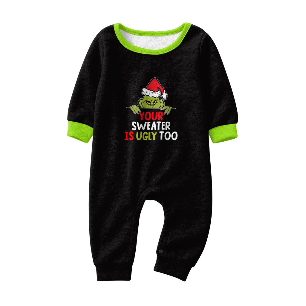 Parent-Child Matching Christmas Graphic Print Plush Loungewear Set for Holiday Sleepwear