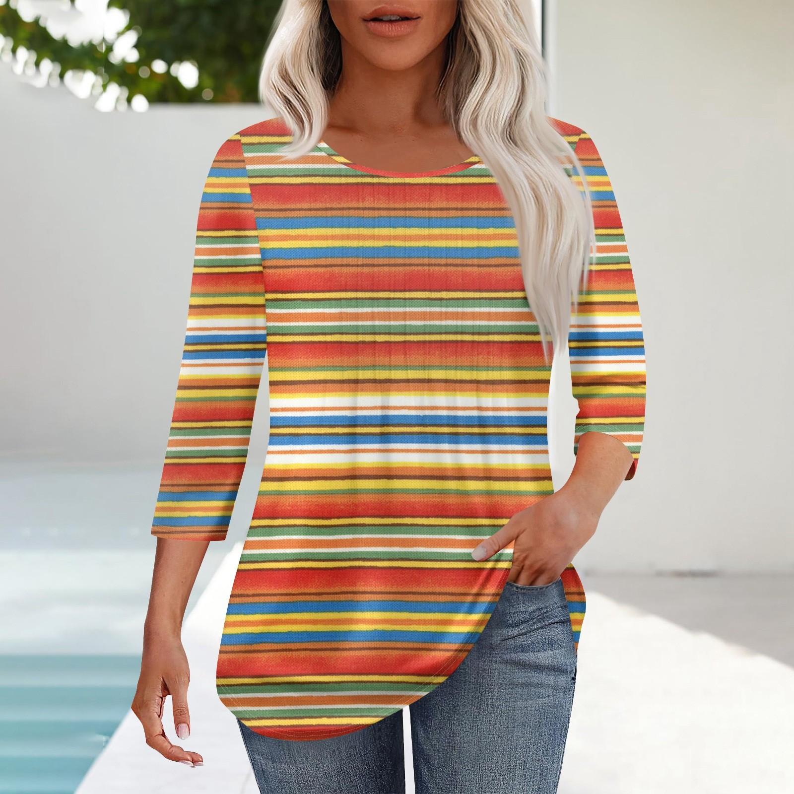 

Женская мода повседневный цветочный принт плиссированный круглый вырез повседневный рукав три четверти весна и лето топ L