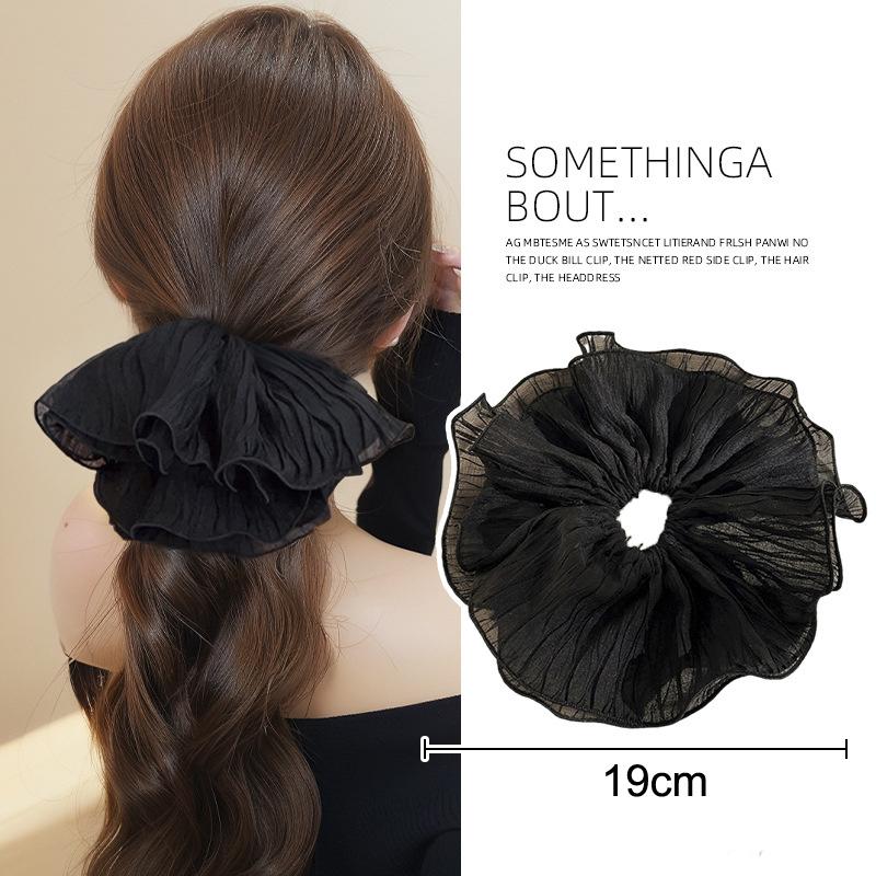 Korean Lace Pleated Scrunchies French Temperament Sweet Large Elastic Hair Band Ponytail Holder Hair Tie Hair Accessories