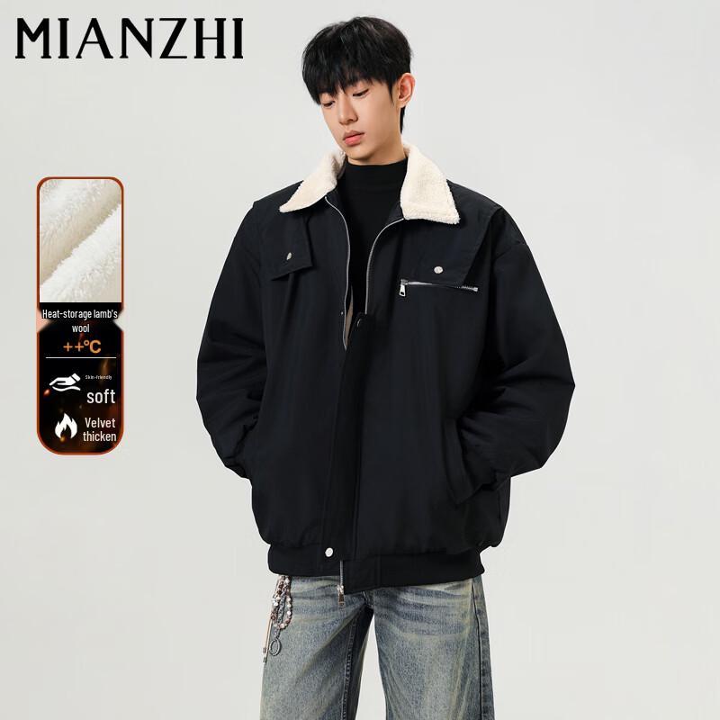 Men s Retro Plush Lined Padded Jacket L