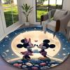 1pc Mickey And Minnie Moonlight Floral Yellow Rug, Comfortable Printed Home Round Carpet, Cozy Office Chair Rug